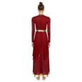 thumbnail image 5 of Aislor Women Liturgical Praise Dance Outfits Long Sleeve Worship Tunic Dress with Wide Leg Pants Burgundy XXL, 5 of 7