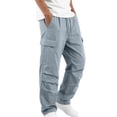 thumbnail image 2 of XuJwPNcy Men's Casual Cargo Pants Drawstring Waist Workout Trousers with Pockets Hiking Travel Work Pants Fall Outfits(Light Blue,X-Large), 2 of 7