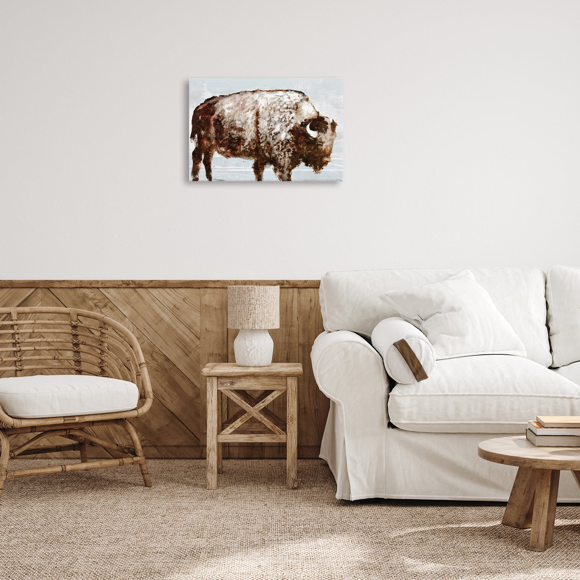 Stupell Industries Abstract Buffalo Impression Animals & Insects Painting Gallery Wrapped Canvas Art Print Wall Art, 24 x 16