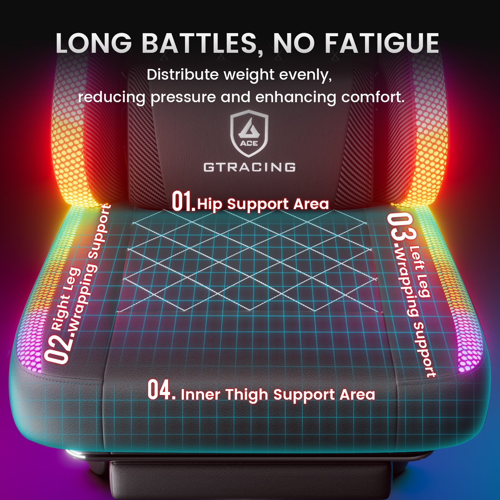 GTRACING RGB Ergonomic Gaming Chair with Massage, Black photo 8