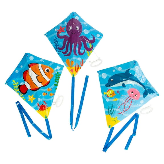 Sea Life Kites with Tail, Toys, Birthday, Party Favors, 12 Pieces