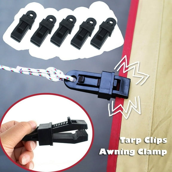 5 PCS Heavy Duty Lock Grip Tarp Clips,Tarp Clip Crocodile Mouth Multipurpose Secures Clamp with Strong Lock Clamp Camping Clips,Tent & Awning Tarp Clamps for Canopy & Outdoor Camping