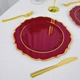 thumbnail image 3 of BalsaCircle 10 Burgundy 10.5" Round Plastic Dinner Plates Gold Scalloped Rim, 3 of 8
