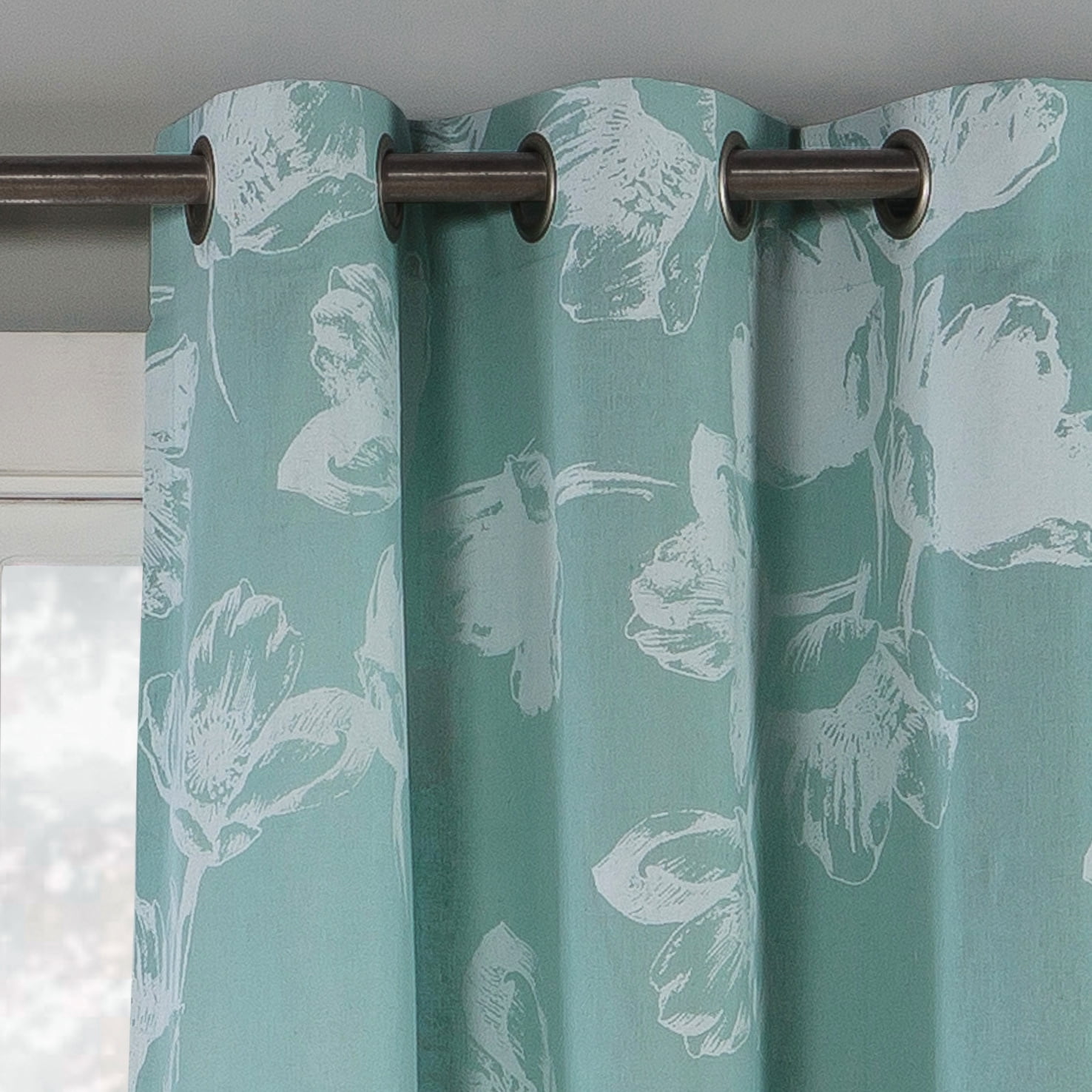 Aster Polycotton Fabric Grommet Window Curtain Set