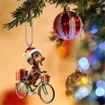 thumbnail image 2 of 2 Pcs Acrylic Dog Bicycle Pendant - Christmas Car Rearview Mirror Decor, Backpack Charm, Holiday Tree Ornament, Durable Weatherproof Pet Lover Gift, 2 of 5