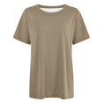 thumbnail image 5 of Women's Fashion Round Neck Plus Size Short Sleeved Solid Color T Shirt with Figure-Friendly Cut, 5 of 5