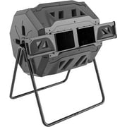 EJWOX Compost Bin Tumbler Outdoor 43 Gal, Dual Chamber, BPA Free, Black Door