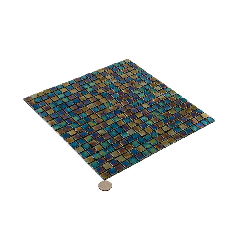 Skosh 11.6 in. x 11.6 in. Glossy Rainbow Green Glass Mosaic Wall and Floor Tile (18.69 sq. ft./case) (20-pack)