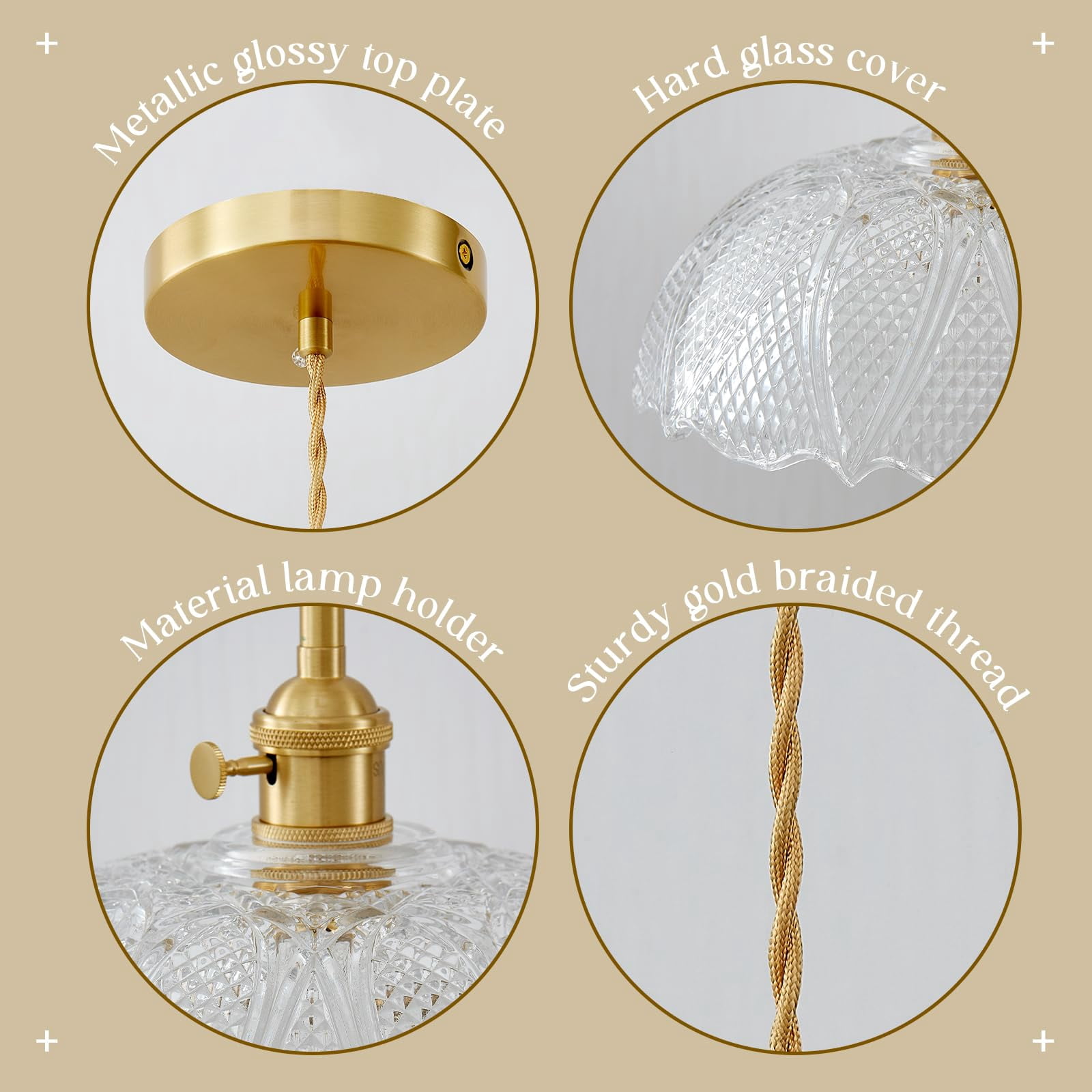 Oyisen Hanging Lamp,9.8 Inch Pendant Lights Kitchen Island Golden Adjustable Cord Hanging Pendant Light Flower Lampshade Vintage Pendant Light Farmhouse