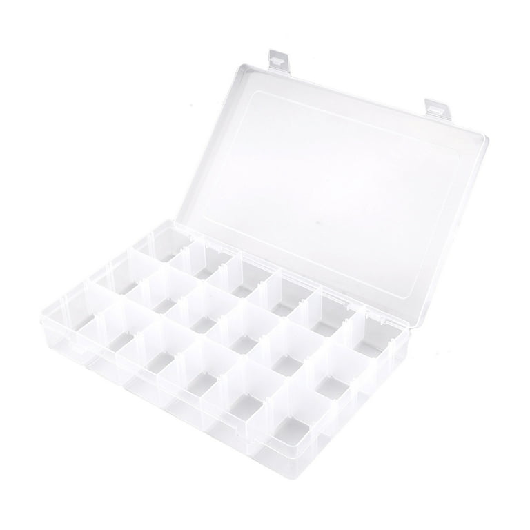 Unique Bargains Plastic Grid Storage Box 18 Grids Clear Storage Transparent Container Compartment Box with Removable Dividers, Size: 18Grids 27.4 x 17.5cm