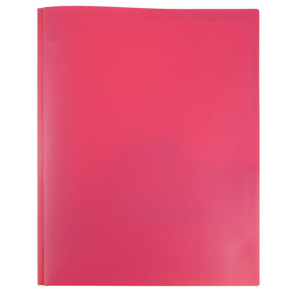 JAM Paper Plastic 2 Pocket POP Folders with Prongs Fastener Clasps, Fuchsia Hot Pink, Bulk 48/Pack