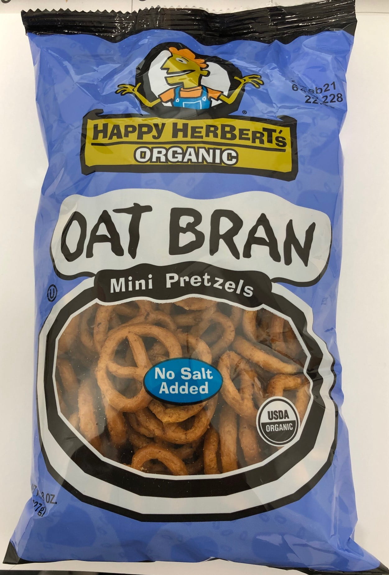 Happy Herbert's Organic Oat Bran Mini Pretzels Unsalted 8 oz Case of 12