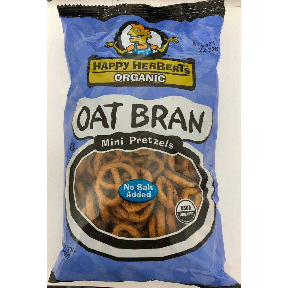 Happy Herbert's Organic Oat Bran Mini Pretzels Unsalted 8 oz Case of 12