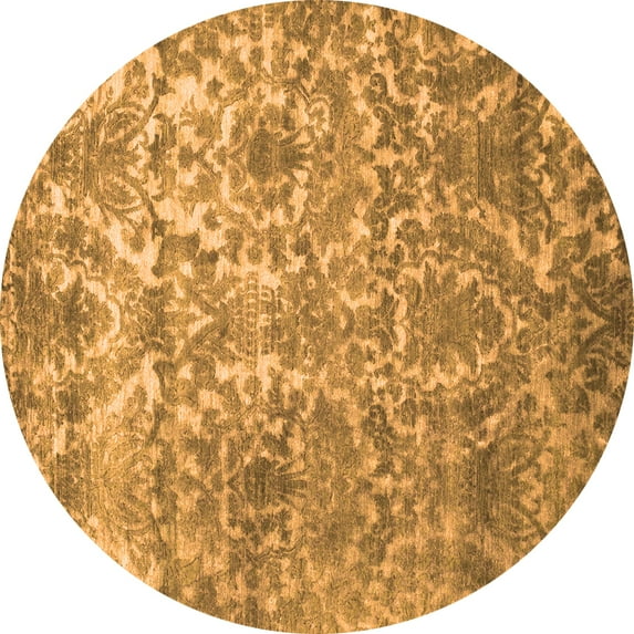 Ahgly Company Indoor Round Abstract Orange Contemporary Area Rugs, 7' Round