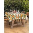 thumbnail image 3 of Outdoor Tablecloth with Umbrella Hole for Patio/Picnic/Party/Camping, Orange Waterproof Table Cloth Rectangle Table Cover Washable, Green Botanical Striped Summer Fruits (54"x 80"), 3 of 9