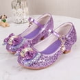 thumbnail image 2 of Quealent Girls Dress Shoes Wedding Party Heel Mary Jane Princess Flower Shoes (Toddler/Little Kid/Big Kid) Purple for Size 12.5, 2 of 6