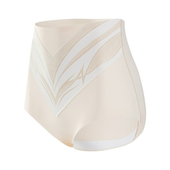 MNCEKFOD Tummy Control Underwear For Women Liquid Double Layer Compression Pants High Waisted Non Silk Crotch Bactericidal Ladies Underwear Panties Beige L