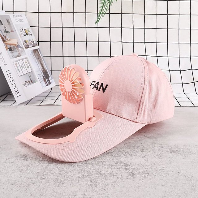 Rosa Usb recargable verano tres velocidades de viento mini ventilador protector solar sombrilla sombrero ventilador usb sombrero herramientas gorras unisex