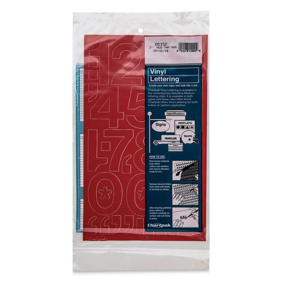 Chartpak Vinyl Numbers - 2" Numbers, Red