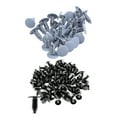 thumbnail image 1 of 30 Pieces Plastic Fastening Screws Gray Flange Fender Bumpers Clips & 100X Plastic Bumper Fastener Rivet Clips, 1 of 7