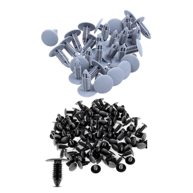 30 Pieces Plastic Fastening Screws Gray Flange Fender Bumpers Clips & 100X Plastic Bumper Fastener Rivet Clips