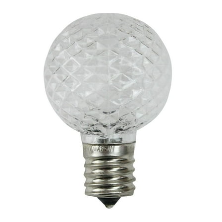 Pack of 25 Faceted LED G40 Clear Christmas Replacement Bulbs