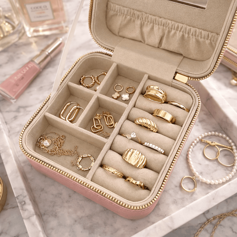 Hives and Honey Mya Compact Jewelry Travel Case, Blush photo 4