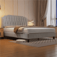 thumbnail image 3 of Renwick Upholstered Platform Queen Bed with Adjustable Headboard, Beige, 3 of 9