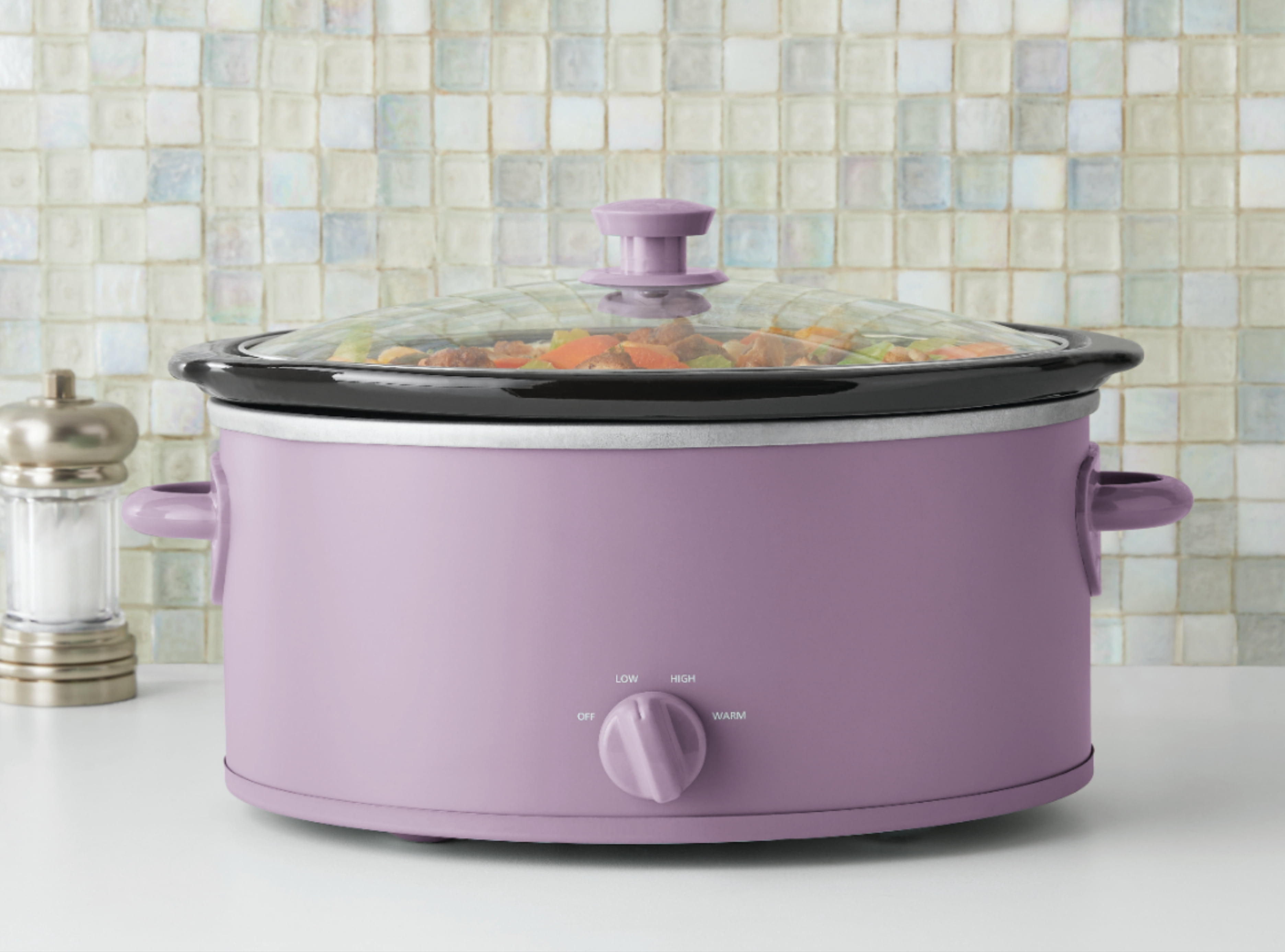 Mainstays 6 Quart Slow Cooker, Lilac Bloom, Model MS8400778514-09