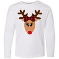thumbnail image 3 of Inktastic Cute Girl Reindeer with Buffalo Plaid Bow Long Sleeve Youth T-Shirt, 3 of 5