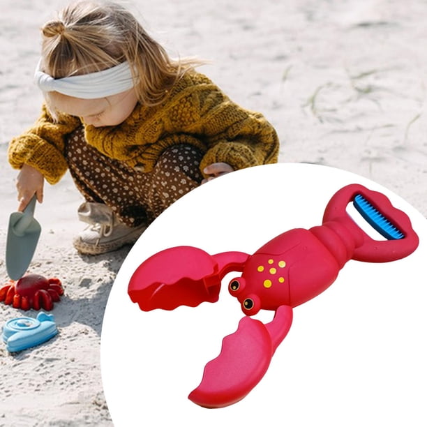 Juguete de playa para niños, juguete para excavar arena, juguete portátil de dibujos animados, ligero, garra excavadora de arena, herramienta para interiores, regalo para niños, niñas y Rojo