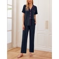 thumbnail image 5 of Avidlove Pajama Sets for Women 2 piece Short Sleeve Button Down Pj Sets with Long Pants Notch Collar Matching lounge set Sleepwear with Pockets, 5 of 7