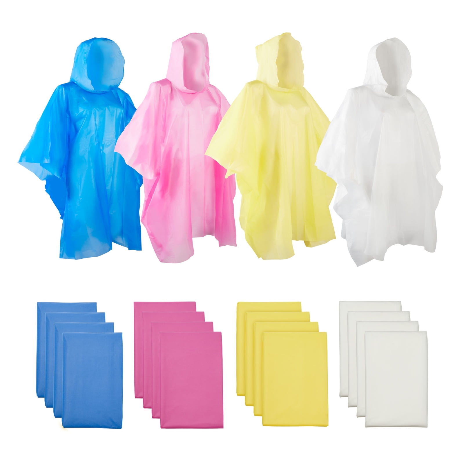 6/ 12 /24 Pks NEW ADULTS Poncho Emergency Hooded Camping Hiking Reusable 3 
