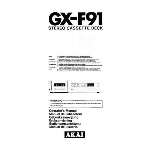 Instruction Manual ONLY for Akai GX-F91 Cassette Deck Owners Instruction Manual REPRINT