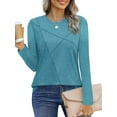 thumbnail image 2 of UVN Blouses for Women Pleated Long Sleeve Shirts Casual Crew Neck Tunic Tops, 2 of 9