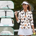 thumbnail image 6 of Uorisanigo Roosters Womens 3/4 Sleeve Golf Shirts Size S Soft Polyester Spandex Fabric Athletic Polo Workout Tops Casual Versatile Quick Dry Zip Up Collar Tennis Tops for Women, 6 of 7