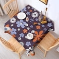 thumbnail image 2 of Darkpurple Daisy Flower Orange Petals Pattern Square Tablecloth,Waterproof Square Table Cover,Wipeable Spillproof Washable Table Cover for Home Kitchen Party Decor 42"X42"(107x107cm), 2 of 6