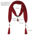 thumbnail image 4 of WE-POLUJ Women Vintage Solid Color Ethnic Style Scarf Water Drop Beads Crystal Pendants Long Scarves Shawl with Fringe Tassels, 4 of 5