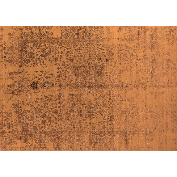 Ahgly Company Indoor Rectangle Oriental Orange Industrial Area Rugs, 5' x 7'