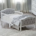 Orbelle Wooden Upholstered Toddler Bed, OffWhite, with Bed Rails, Baby