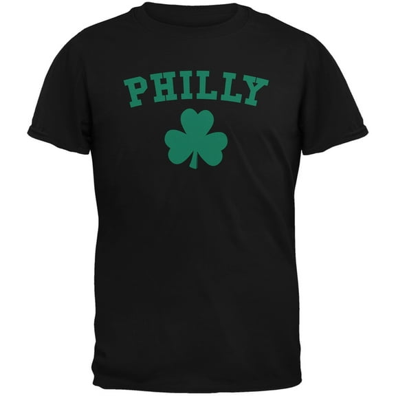 St. Patrick's Day - Philly Shamrock Black Adult T-Shirt - X-Large