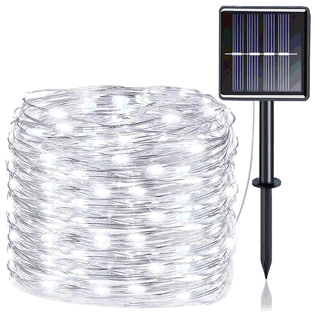 

72FT LED Solar String Lights Powered Copper Wire LED Solar Fairy Lights Waterproof & Flexible 8 Lighting Modes for Garden Wedding Party Patio Windows Trees