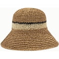 thumbnail image 2 of CoCopeaunts Women Beach Hat Straw Braided Stripe Fisherman Hat Summer Sun Protection Foldable Roll up Floppy Trendy Bucket Cap, 2 of 8