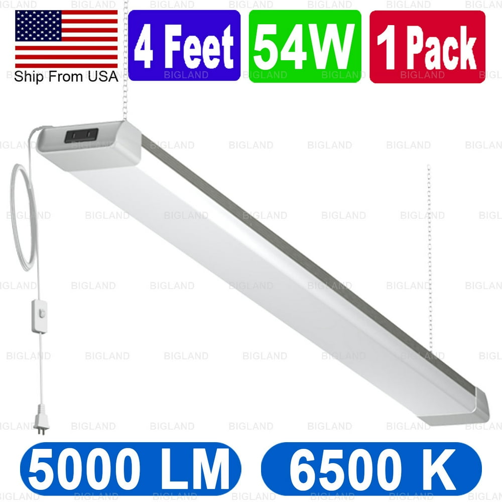 4ft 54W LED Shop Lights, for Garage, Flush Mount Ceiling Light, 6500K
