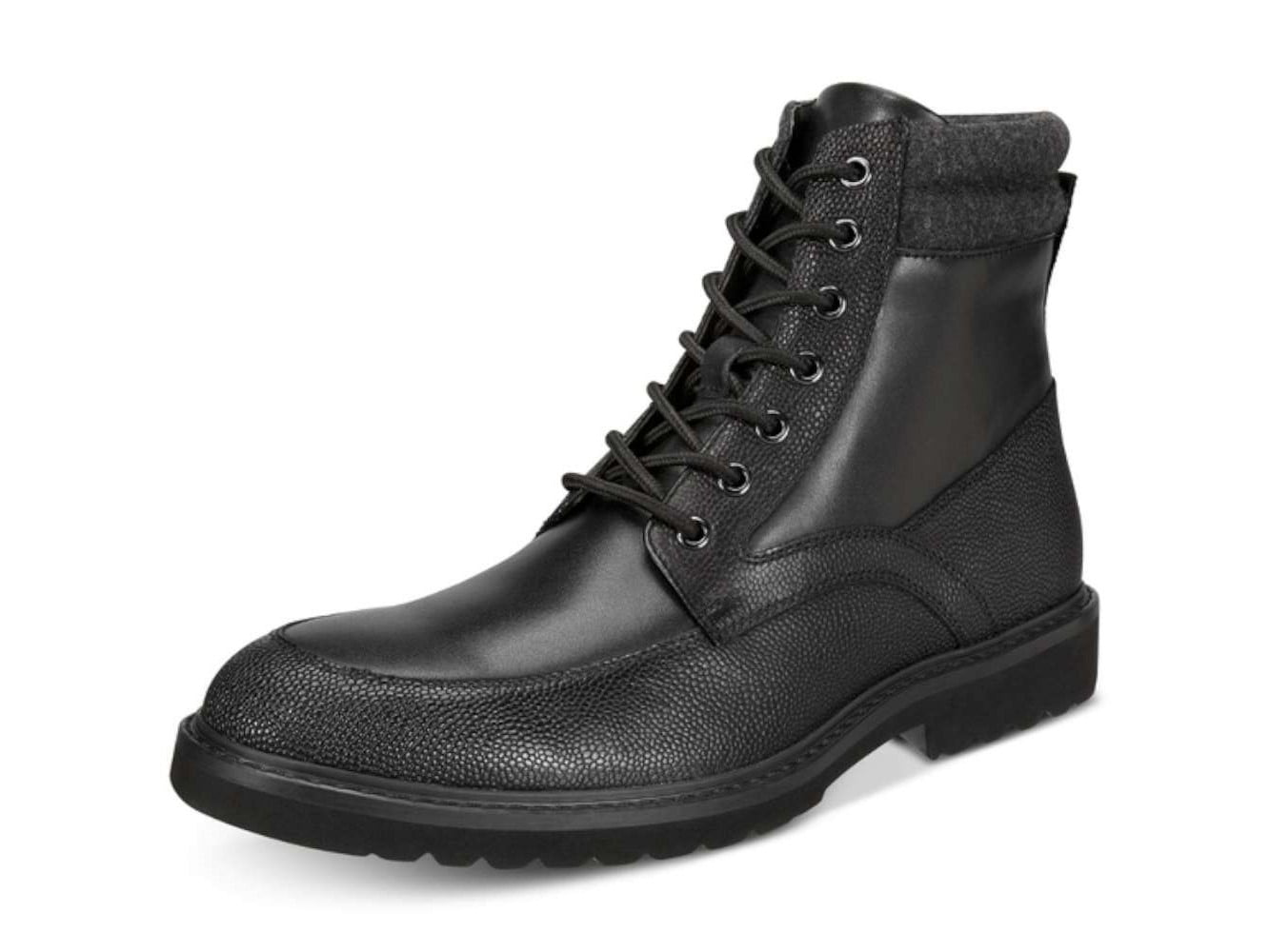 Alfani Mens Patrick Leather Round Toe Ankle Safety Boots, Black, Size  -  