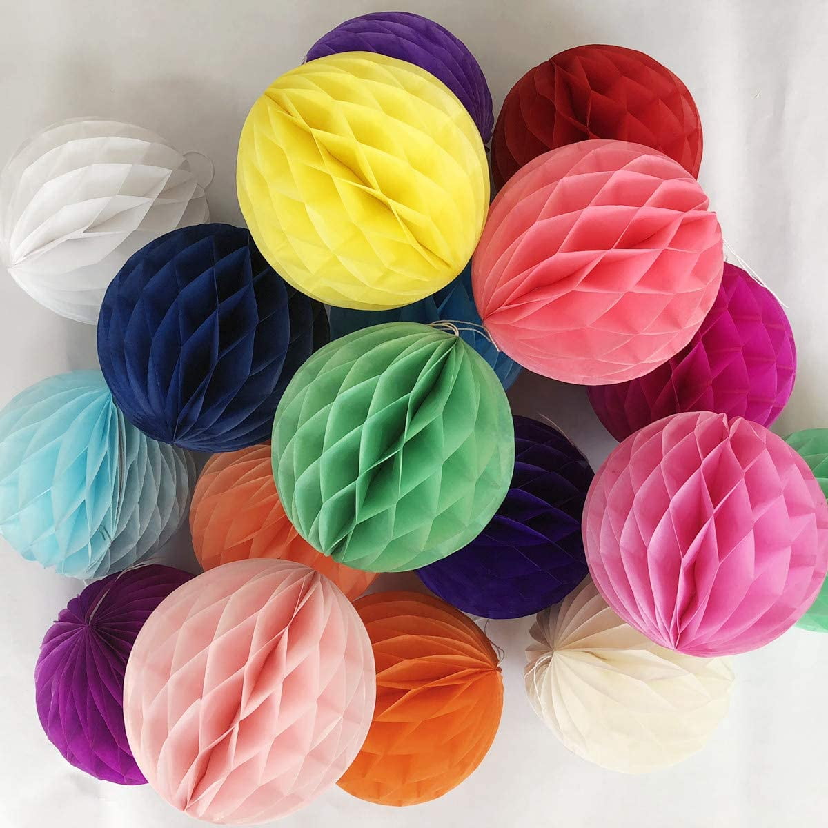 20pcs Honeycomb Flower Balls Party Decoration Paper Tissue Ball Pom Poms for Birthday Wedding Home Decor (6inch, Multi-Color)