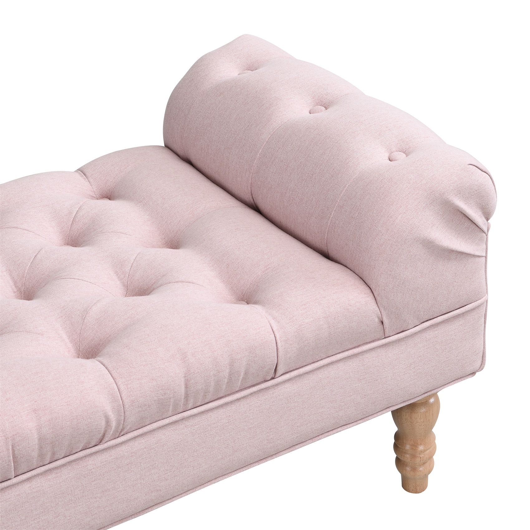 Alvantor Button Tufted End of Bed Benches Large Velvet Upholstered Bench with Pillows for Bedroom,Living Room, Entryway Pink