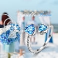 thumbnail image 2 of Juwaliy March Birthstone Ring Aquamarine 925 Sterling Silver Double Hearts Rings Bezel Blue Topaz Jewelry Women Birthday Mother's Day Gifts, 2 of 10