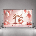 thumbnail image 4 of Elegant Design Sweet 16 Birthday Celebration Sparkling Decoration Sweet 16 Banner Elegant Pink Balloon Backdrop for Teen Party Indoor Celebration Photo Shoot, 4 of 7