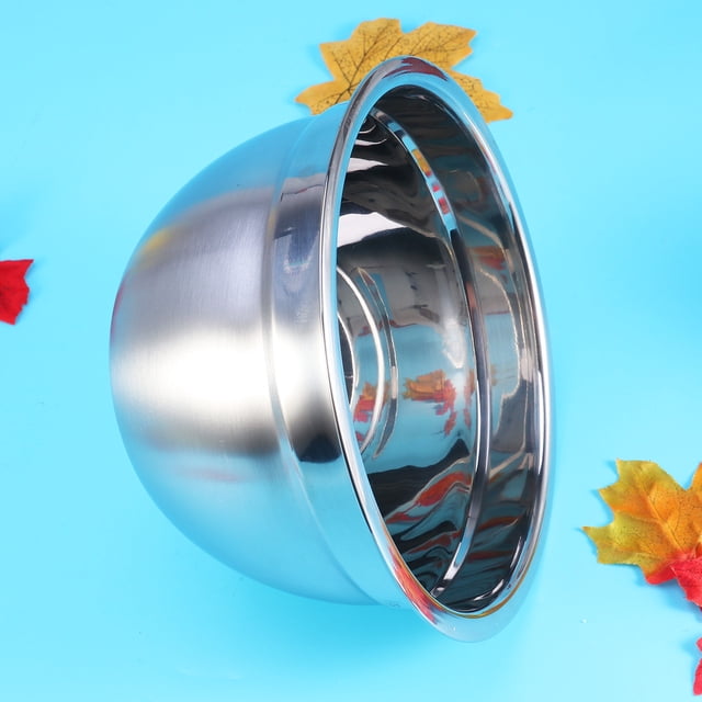 OUNONA Stainless Steel Fruit Salad Bowl for Kitchen Use Deep Design with Flat Base Perfect for Serving 18cm Silver
